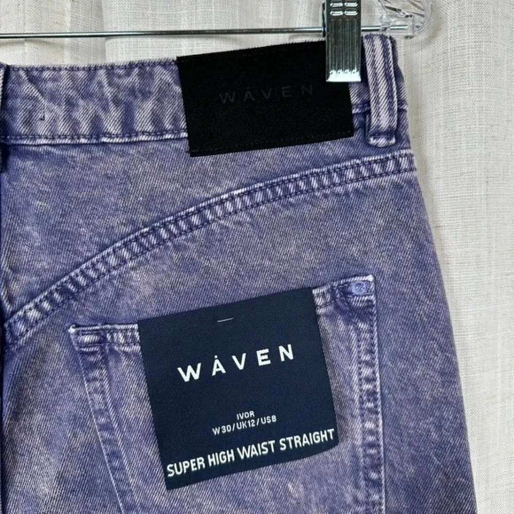 Waven‎ ASOS Purple Acid Wash Super High Waist Straight Leg Jeans Size 8 W30